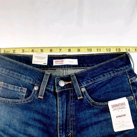 Levi Strauss Signature Jeans Mens 28x30 Athletic Fit Dark Wash Denim - Picture 9 of 14